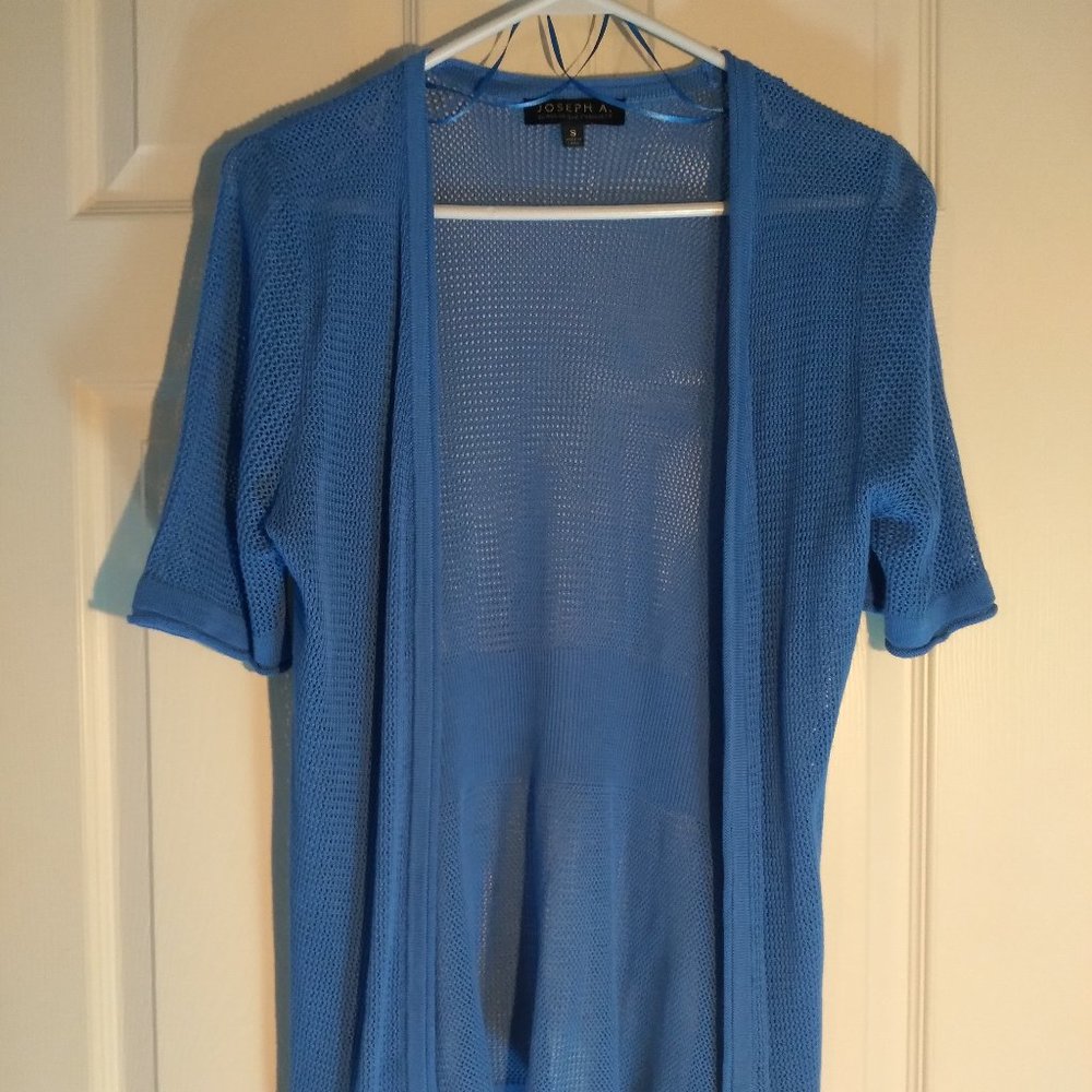 Joseph A. Women's Short Sleeve Cardigan - Blue - SMALL